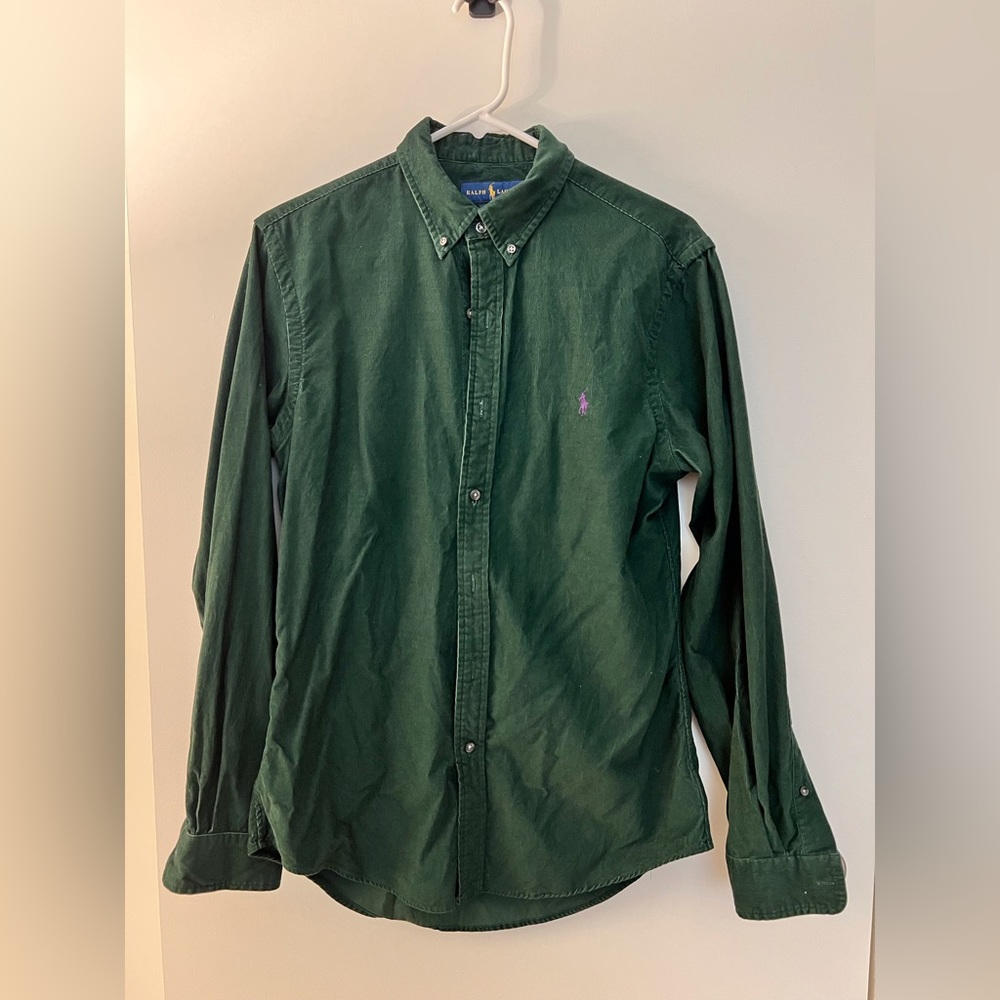 Ralph Lauren Slim Fit Chorduory Green Long sleeve button down shirt - M